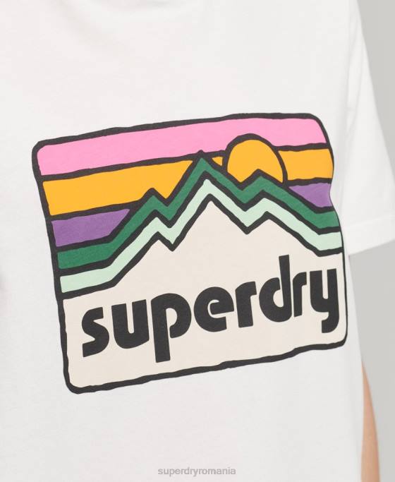Superdry Tricou cu grafic teren anilor 90 îmbrăcăminte alb femei JX0Z6276