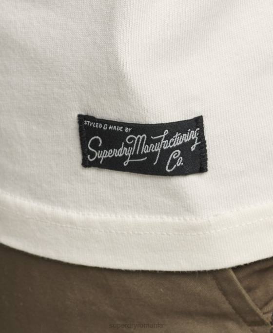 Superdry Tricou cu logo-ul anilor ’80 cu script downtown îmbrăcăminte cremă bărbați JX0Z4897