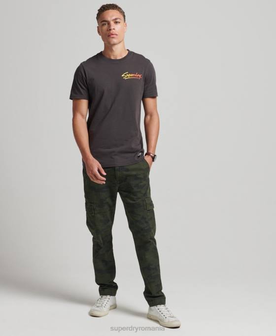Superdry Tricou cu logo-ul anilor ’80 cu script downtown îmbrăcăminte maro bărbați JX0Z4794