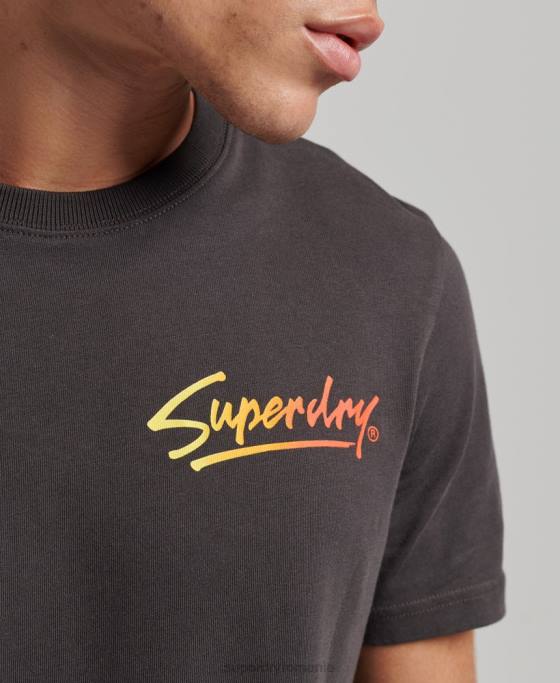 Superdry Tricou cu logo-ul anilor ’80 cu script downtown îmbrăcăminte maro bărbați JX0Z4794