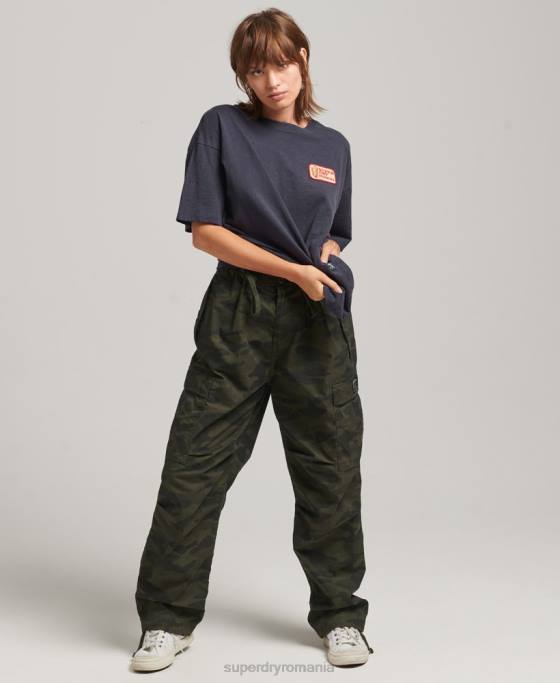 Superdry Tricou cu plasture cu logo anilor 90 cu ajustare largă îmbrăcăminte marina femei JX0Z2836