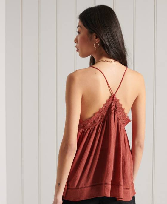 Superdry alana cami top îmbrăcăminte portocale femei JX0Z3044