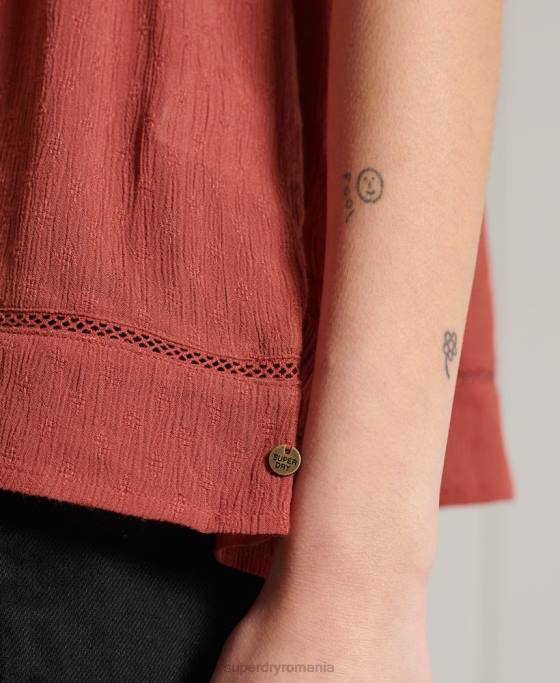 Superdry alana cami top îmbrăcăminte portocale femei JX0Z3044