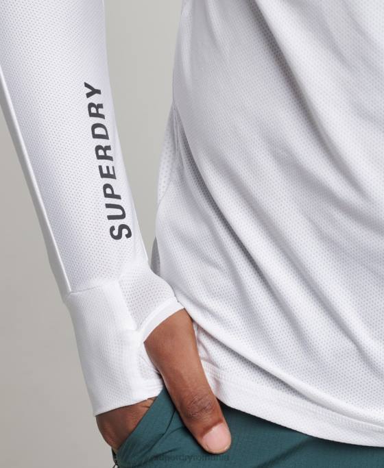 Superdry aleargă top cu mânecă lungă îmbrăcăminte alb bărbați JX0Z5388