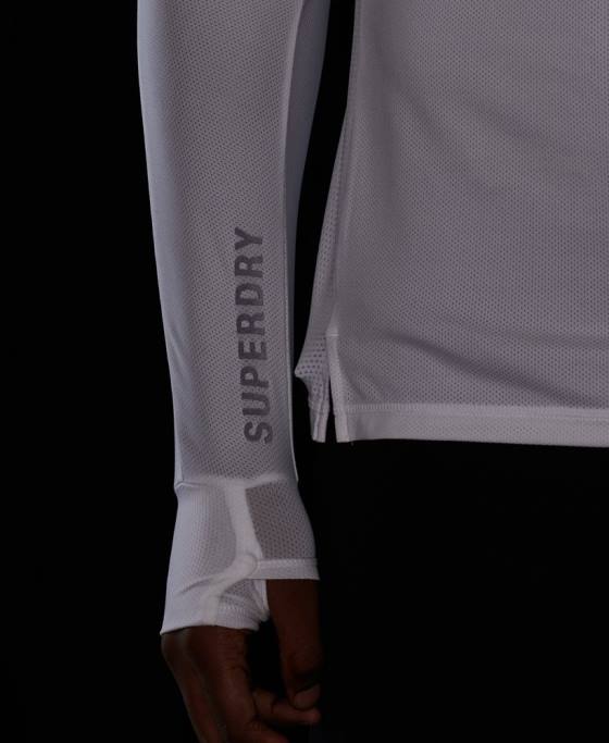 Superdry aleargă top cu mânecă lungă îmbrăcăminte alb bărbați JX0Z5388