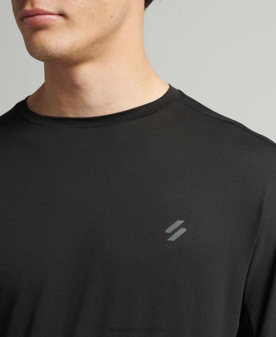 Superdry aleargă top cu mânecă lungă îmbrăcăminte negru bărbați JX0Z5373