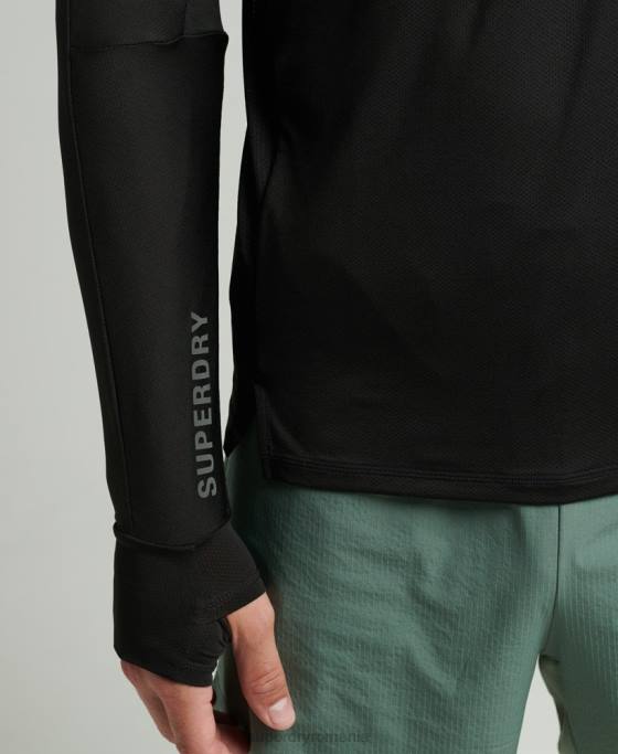 Superdry aleargă top cu mânecă lungă îmbrăcăminte negru bărbați JX0Z5373