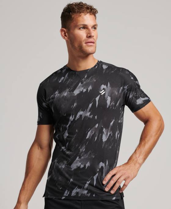 Superdry aleargă tricou cu mânecă scurtă îmbrăcăminte gri inchis bărbați JX0Z5393