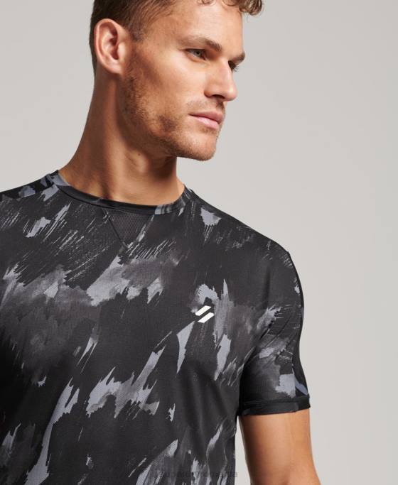 Superdry aleargă tricou cu mânecă scurtă îmbrăcăminte gri inchis bărbați JX0Z5393