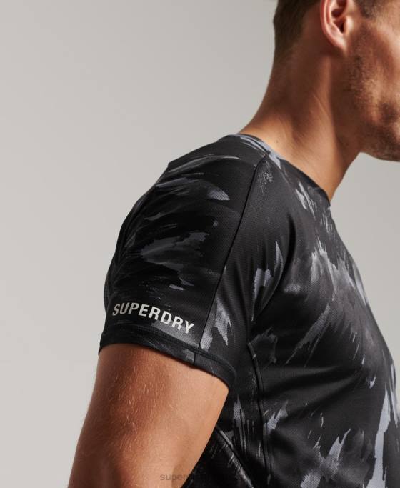 Superdry aleargă tricou cu mânecă scurtă îmbrăcăminte gri inchis bărbați JX0Z5393