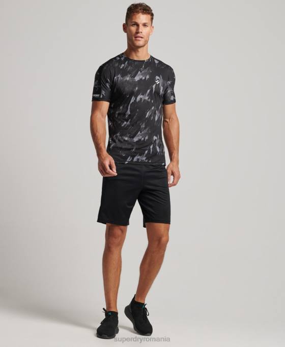 Superdry aleargă tricou cu mânecă scurtă îmbrăcăminte gri inchis bărbați JX0Z5393