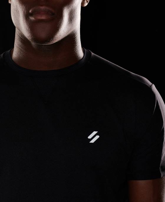 Superdry aleargă tricou cu mânecă scurtă îmbrăcăminte negru bărbați JX0Z5403