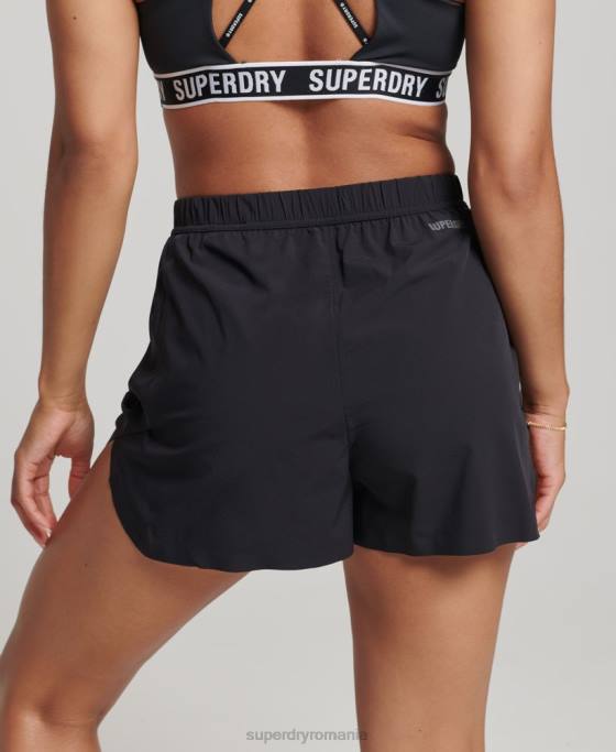Superdry alerga pantaloni scurți shell îmbrăcăminte negru femei JX0Z6329