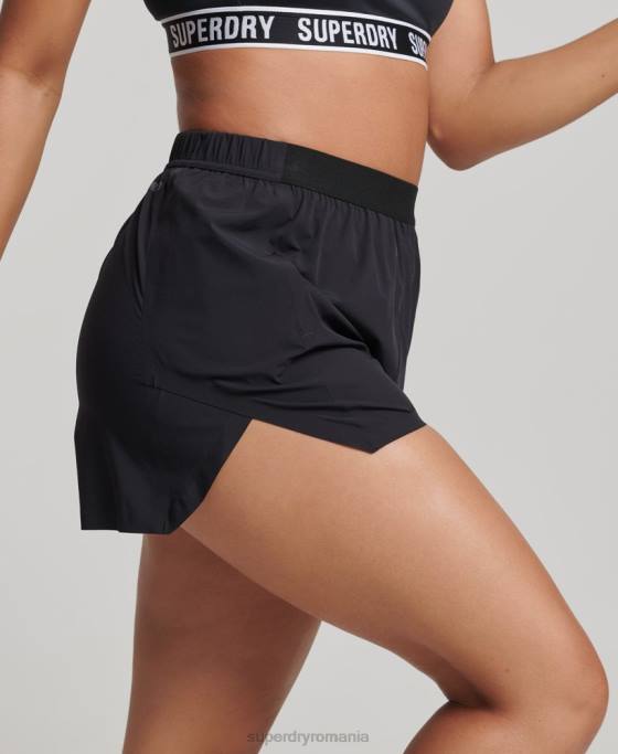 Superdry alerga pantaloni scurți shell îmbrăcăminte negru femei JX0Z6329