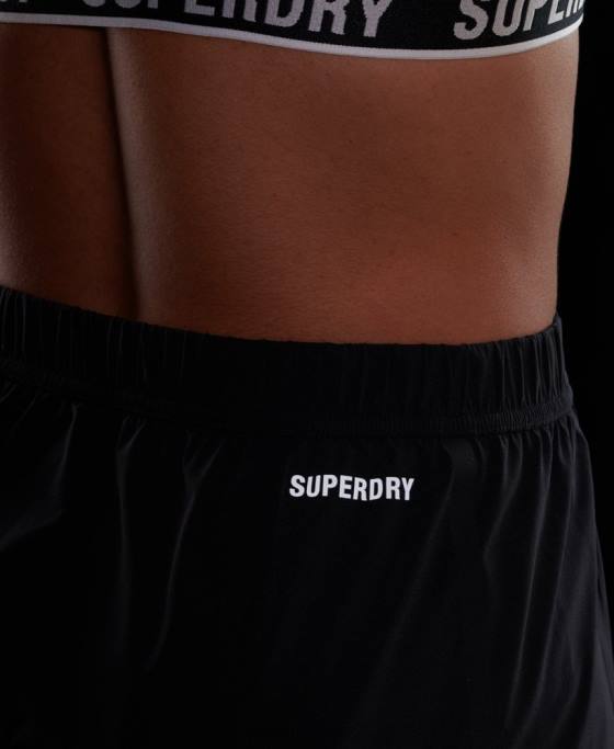 Superdry alerga pantaloni scurți shell îmbrăcăminte negru femei JX0Z6329