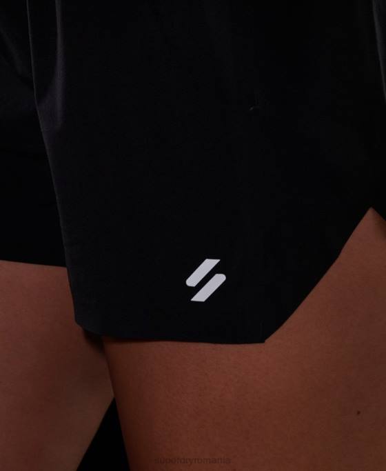 Superdry alerga pantaloni scurți shell îmbrăcăminte negru femei JX0Z6329
