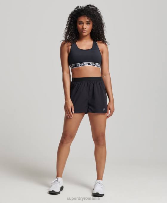 Superdry alerga pantaloni scurți shell îmbrăcăminte negru femei JX0Z6329