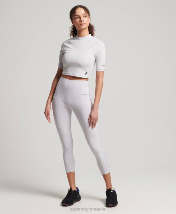 Superdry alergați 7/8 de jambiere strâmte îmbrăcăminte gri deschis femei JX0Z6334