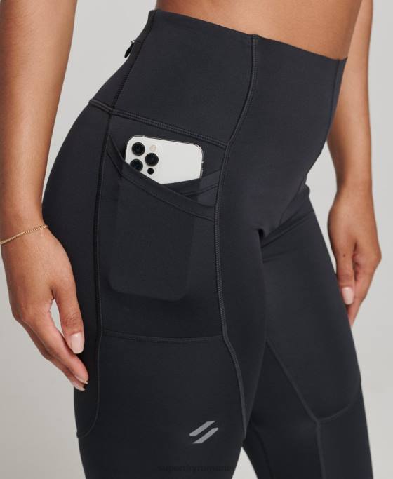 Superdry alergați cu jambiere strânse îmbrăcăminte negru femei JX0Z4067