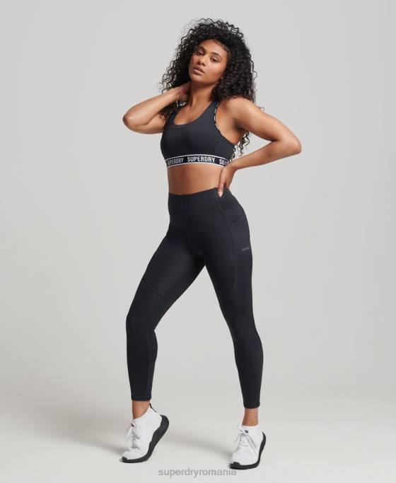 Superdry alergați cu jambiere strânse îmbrăcăminte negru femei JX0Z4067