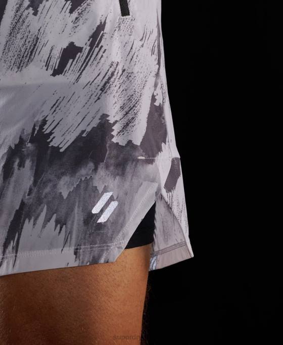 Superdry alergați pantaloni scurți premium stratificati îmbrăcăminte gri bărbați JX0Z5384