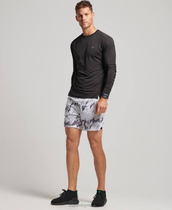 Superdry alergați pantaloni scurți premium stratificati îmbrăcăminte gri bărbați JX0Z5384