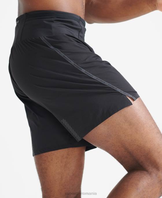 Superdry alergați pantaloni scurți premium îmbrăcăminte negru bărbați JX0Z5364