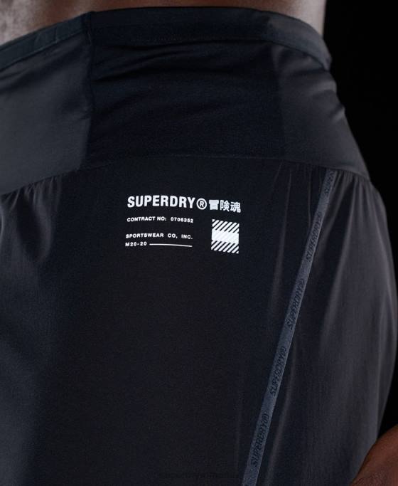 Superdry alergați pantaloni scurți premium îmbrăcăminte negru bărbați JX0Z5364