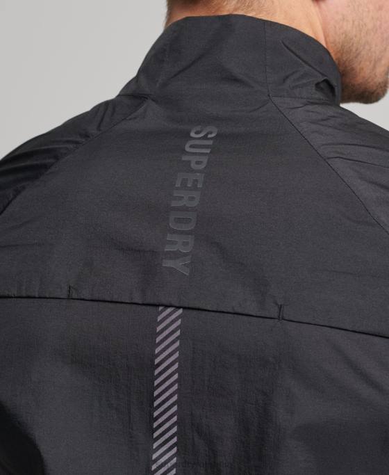 Superdry alergați un gilet de vânt ușor îmbrăcăminte negru bărbați JX0Z4726