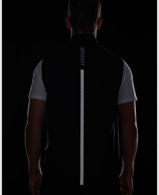Superdry alergați un gilet de vânt ușor îmbrăcăminte negru bărbați JX0Z4726
