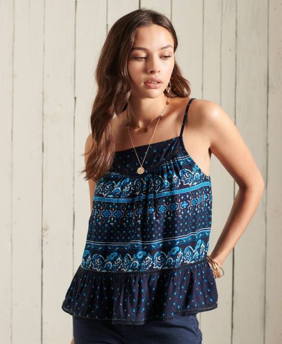 Superdry ameera cami top îmbrăcăminte marina femei JX0Z6734