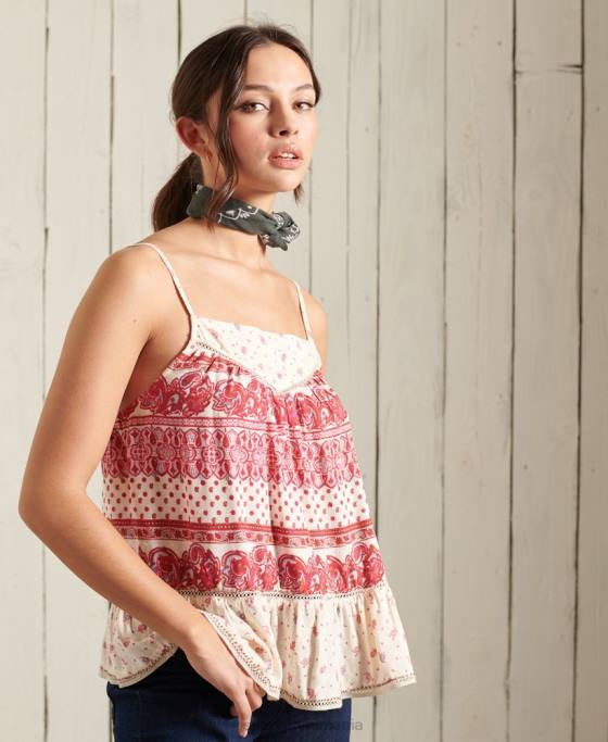 Superdry ameera cami top îmbrăcăminte roz femei JX0Z3043