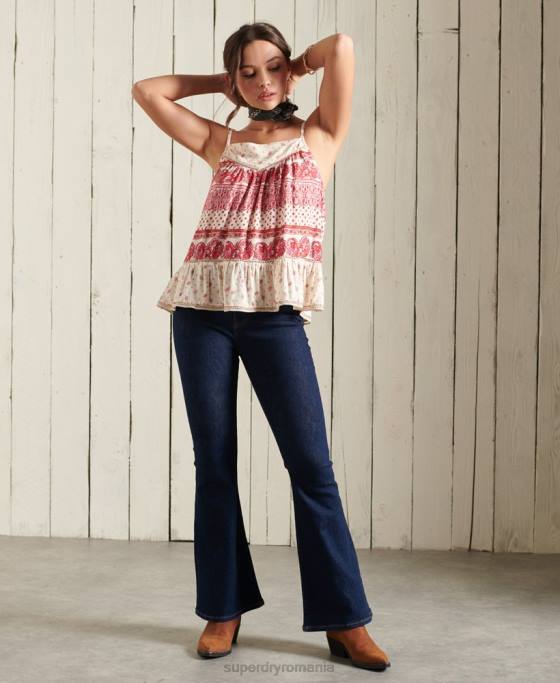 Superdry ameera cami top îmbrăcăminte roz femei JX0Z3043