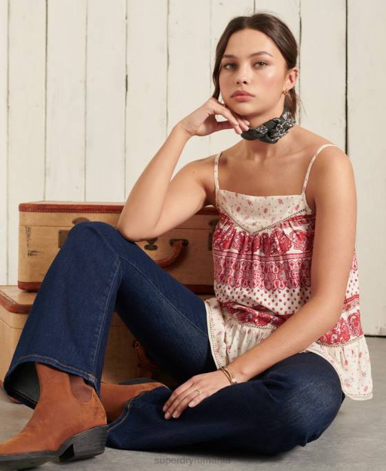 Superdry ameera cami top îmbrăcăminte roz femei JX0Z3043