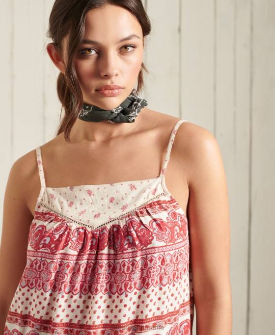 Superdry ameera cami top îmbrăcăminte roz femei JX0Z3043