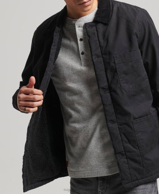 Superdry amestec utilitar peste cămașă îmbrăcăminte negru bărbați JX0Z4598