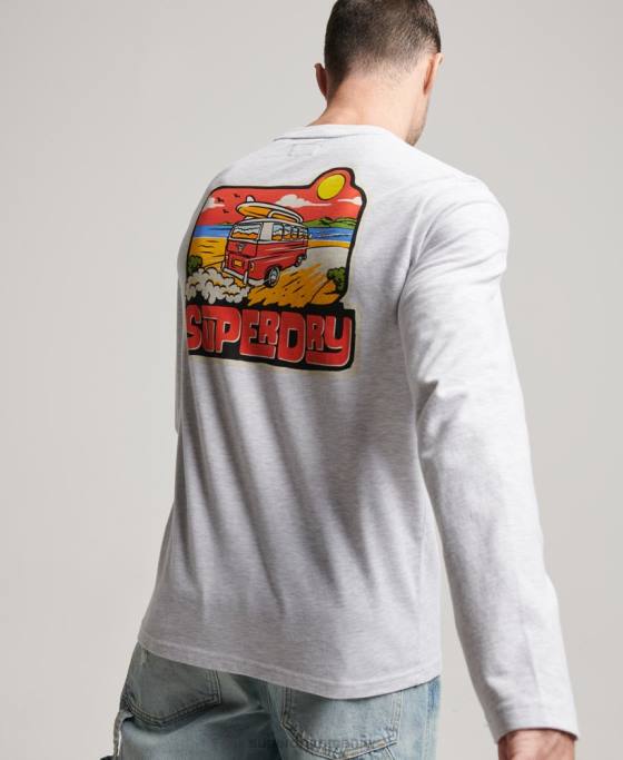 Superdry autocolant de călătorie top cu mânecă lungă îmbrăcăminte gri deschis bărbați JX0Z1499