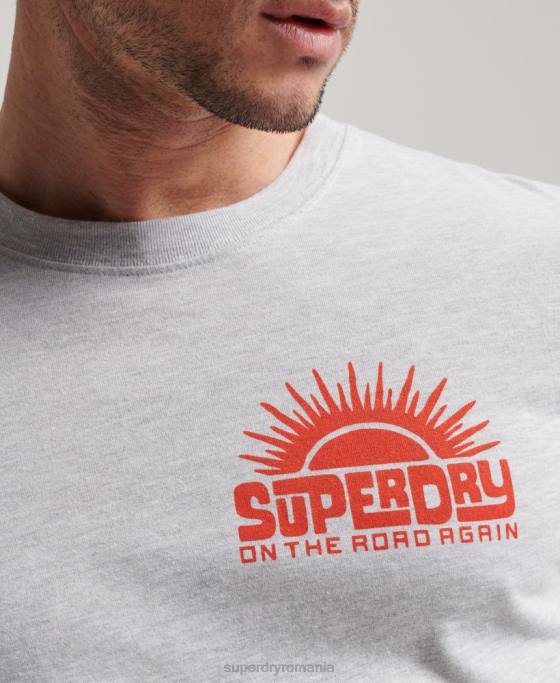 Superdry autocolant de călătorie top cu mânecă lungă îmbrăcăminte gri deschis bărbați JX0Z1499