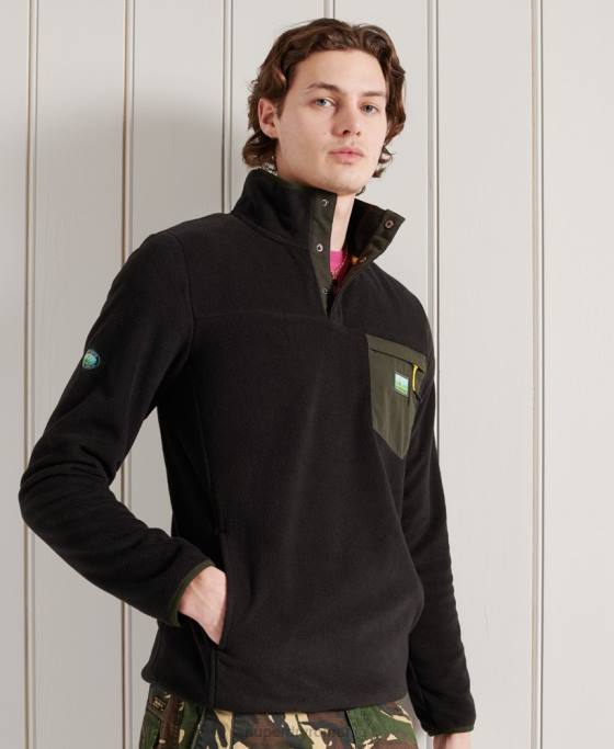 Superdry b trail polar fleece pop deasupra îmbrăcăminte negru bărbați JX0Z5144