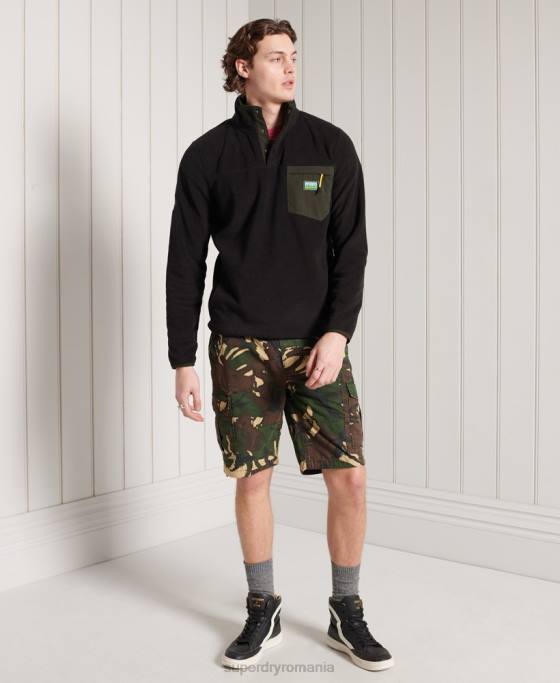 Superdry b trail polar fleece pop deasupra îmbrăcăminte negru bărbați JX0Z5144