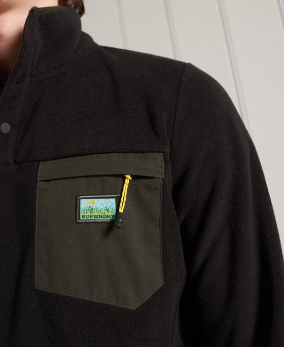 Superdry b trail polar fleece pop deasupra îmbrăcăminte negru bărbați JX0Z5144