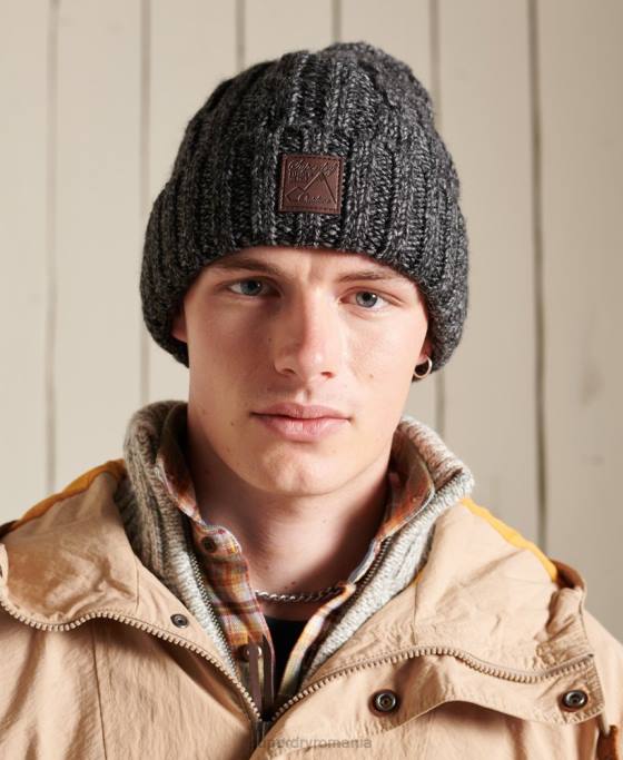 Superdry beanie cu cablu trauler accesorii gri inchis bărbați JX0Z1806