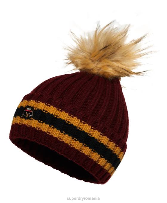 Superdry beanie cu dungi aimee accesorii roșu femei JX0Z4339