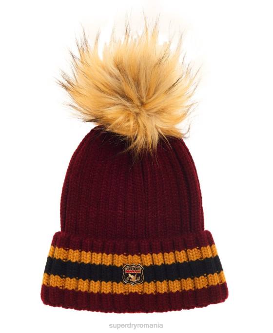 Superdry beanie cu dungi aimee accesorii roșu femei JX0Z4339