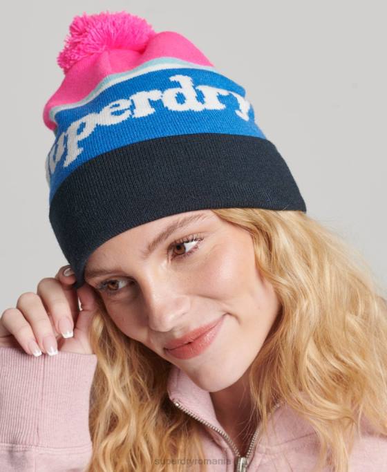 Superdry beanie cu logo esențial accesorii roz femei JX0Z4223