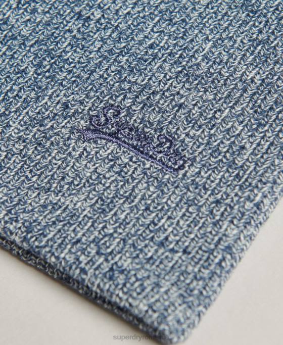 Superdry beanie cu logo vintage din bumbac organic eticheta portocalie accesorii albastru bărbați JX0Z6363