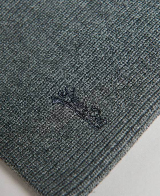 Superdry beanie cu logo vintage din bumbac organic eticheta portocalie accesorii gri bărbați JX0Z6434