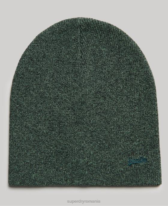 Superdry beanie cu logo vintage din bumbac organic eticheta portocalie accesorii verde bărbați JX0Z1701