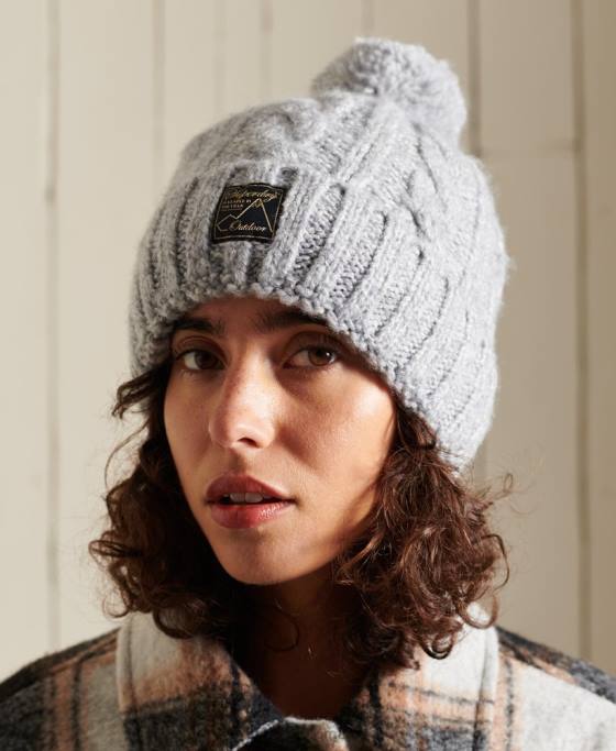 Superdry beanie din tweed cablu accesorii gri femei JX0Z4297