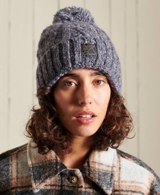 Superdry beanie din tweed cablu accesorii marina femei JX0Z4293
